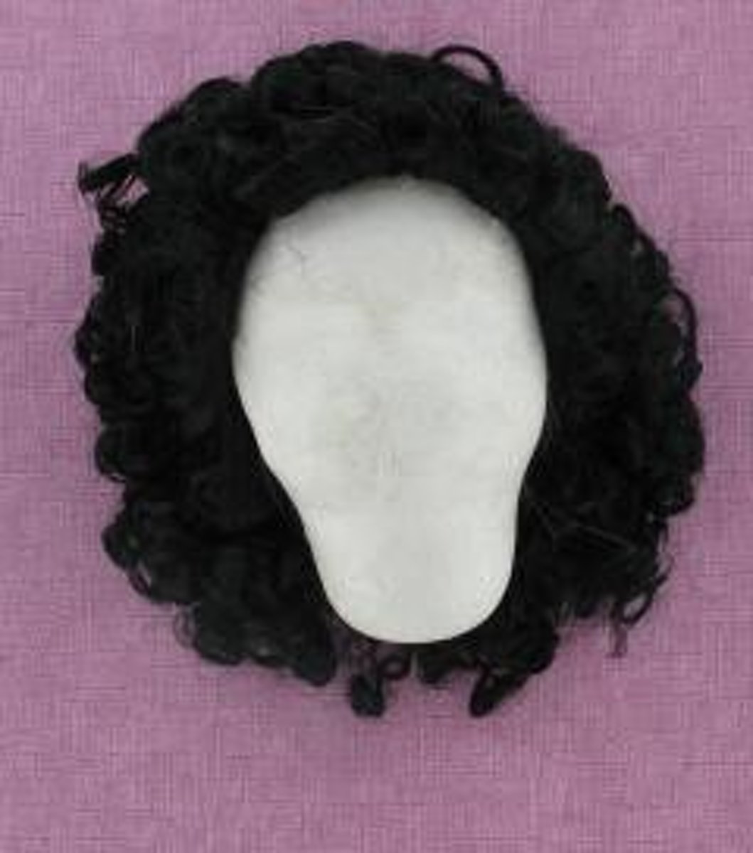 KH. Pruik, [ Poppenpruik ] Afro-Look, 29-32 Hoofdomvang, Zwart. 54-407-29F.